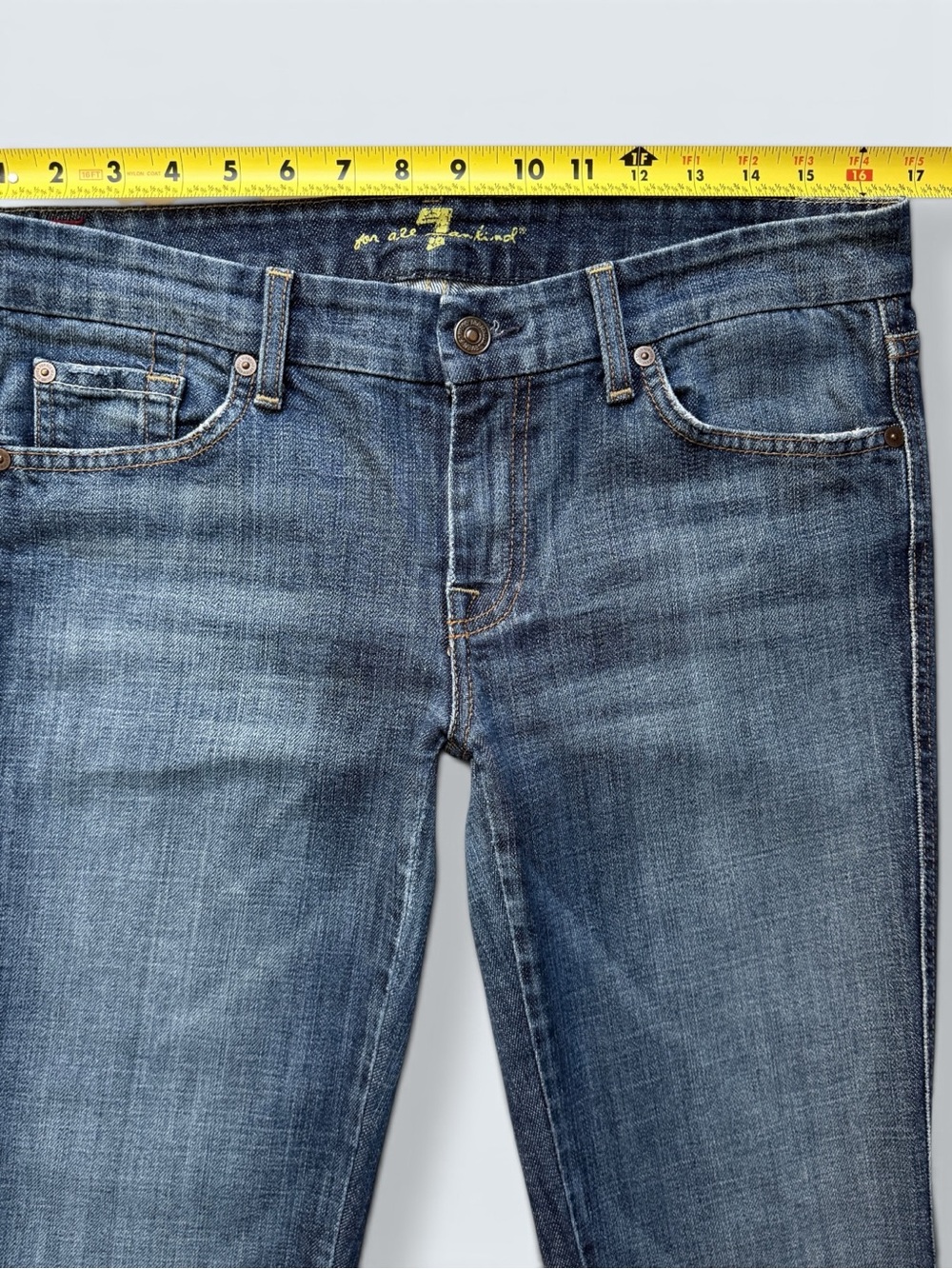 7 For All Mankind Vintage A Pocket Flare Jeans Size 30 Y2K - Picture 7 of 14